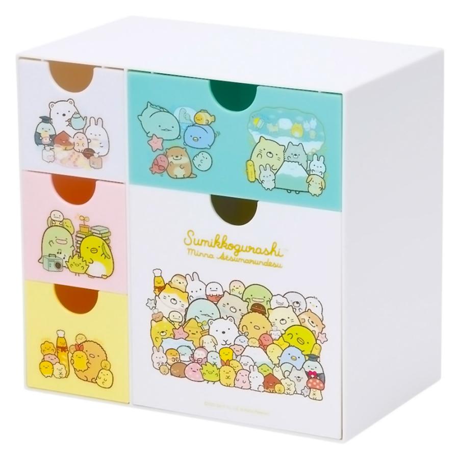 引き出しいっぱいチェスト ミニ すみっコぐらし みんなあつまるんです SKATER ミニチェスト 卓上 収納ケース 薬・小物入れ 樹脂製 638800-CHE5 ◆宅 | スケーター