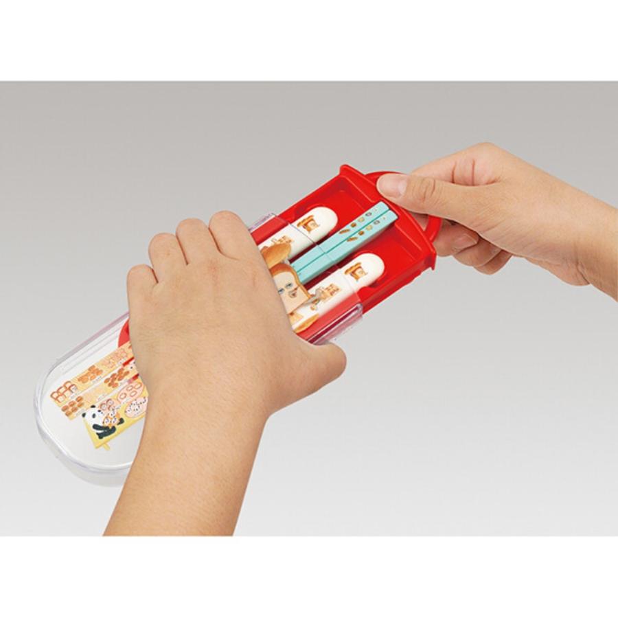 弁当用箸 トリオセット パンどろぼう 子供 キッズ SKATER スケーター 箸16.5cm/スプーン・フォーク13cm スライド式 名前シール付 646911-TACC2AG ◆メ | スケーター | 01