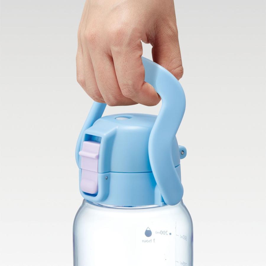 水筒 ドリンクマーカーボトル 1L ブルー＆ライラック SKATER  直飲み 水分補給 容量1000ml 透明 目盛り キャップロック 底カバー ハンドル付 647338-PDMK10 ◆宅 | スケーター | 01
