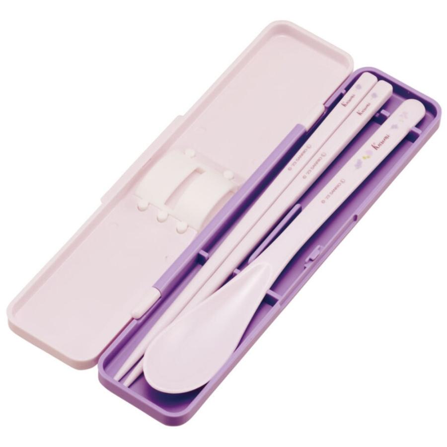 弁当用箸 音のならないコンビセット クロミ フラワーリース SKATER 箸/スプーン18cm 抗菌 食洗機対応 すべり止め加工 収納ケース付 656033-CCS3SAAG ◆メ | スケーター | 01