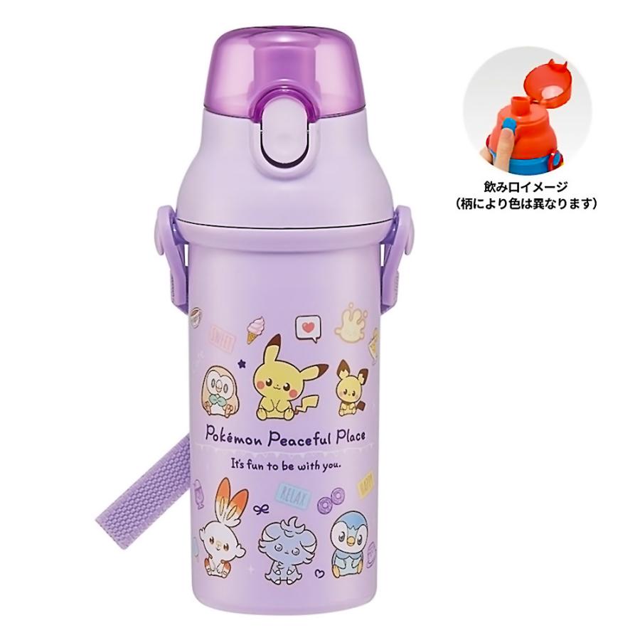 水筒 直飲みプラワンタッチボトル ポケットモンスター ポケピース 24 SKATER  子供 ワンプッシュ式 容量480ml 食洗機対応 超軽量 665103-PSB5SANAG ◆宅 | スケーター
