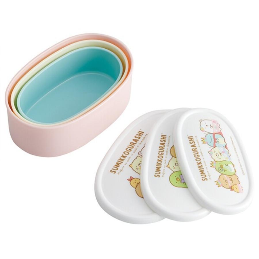 保存容器 シール容器 3Pセット すみっコぐらし もぐらのおうち SKATER  本体3色 フタ3柄 容量:L400ml M280ml S180ml 抗菌 レンジ対応 666162-SRS3SAG ◆宅 | スケーター | 01