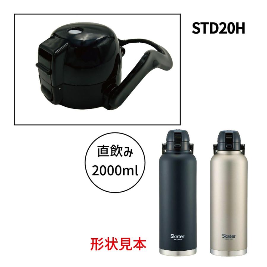 キャップユニット STD20H用 ハンドル付ワンプッシュダイレクトステンレスボトル2L用 SKATER 水筒 交換パーツ 部品 ブラック 682384-P-STD20H-CU ◆宅 | スケーター