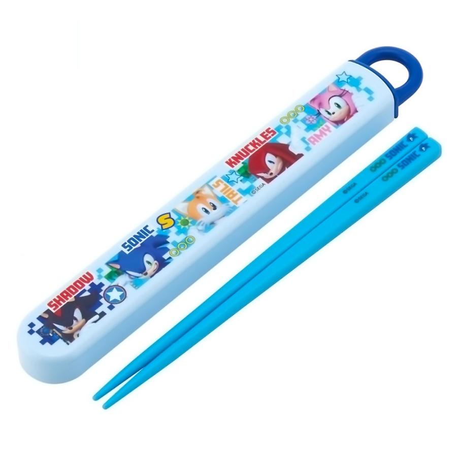弁当用箸 スライド箸＆箸箱セット ソニック SONIC SEGA セガ SKATER スケーター 子供 箸16.5cm スライド式 ストッパー付 名前シール付 682872-ABS2AMAG ◆メ | スケーター