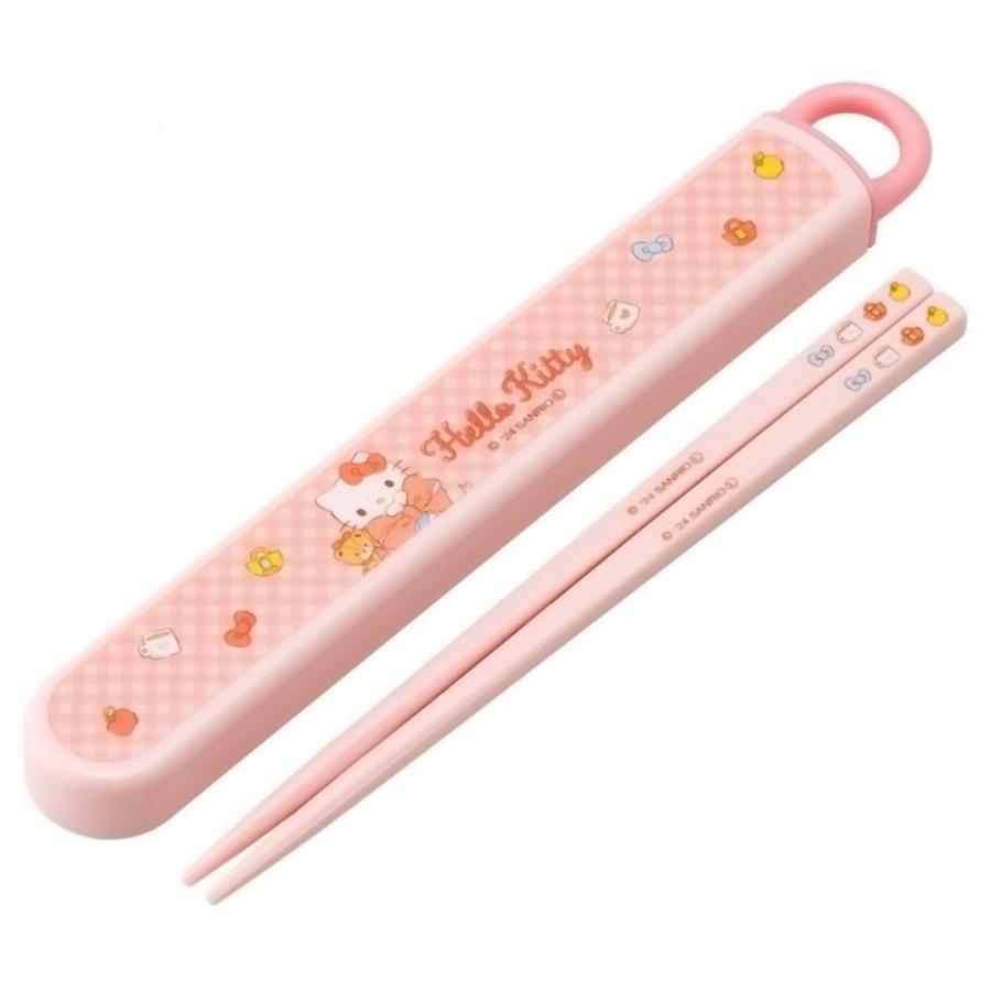 弁当用箸 ハローキティ ビッグリボン スライド箸＆箸箱セット SKATER スケーター 子供 箸16.5cm スライド式 ストッパー付 名前シール付 686320-ABS2AMAG ◆メ | スケーター