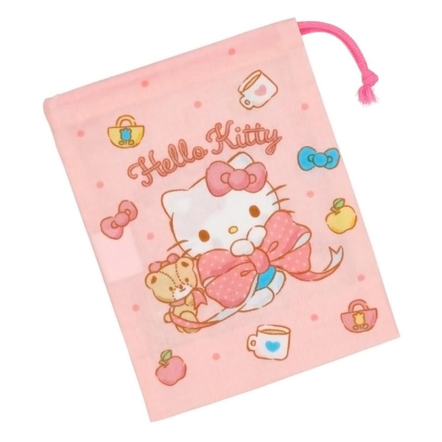 コップ袋 ハローキティ ビッグリボン コップ入れ 歯ブラシ入れ 巾着袋 SKATER スケーター 子供 キッズ サイズ205×148mm 綿100％ 686375-KB63 ◆メ | スケーター