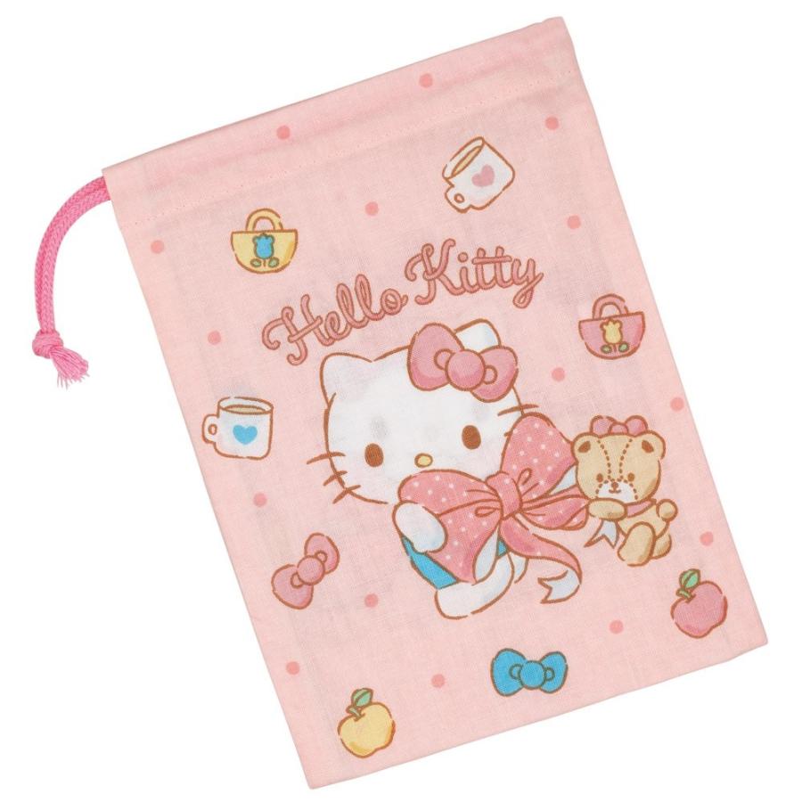 コップ袋 ハローキティ ビッグリボン コップ入れ 歯ブラシ入れ 巾着袋 SKATER スケーター 子供 キッズ サイズ205×148mm 綿100％ 686375-KB63 ◆メ | スケーター | 01