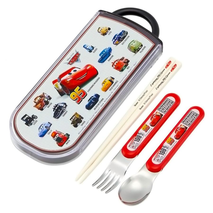 弁当用箸 トリオセット カーズ 25 SKATER スケーター 子供 箸16.5cm/スプーン・フォーク13cm スライド式 名前シール付 689116-TACC2AG ◆メ | スケーター