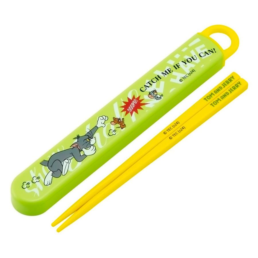 弁当用箸 トムとジェリー EAT.EAT.EAT スライド箸＆箸箱セット SKATER 子供 箸16.5cm スライド式 ストッパー付 名前シール付 690990-ABS2AMAG ◆メ | スケーター