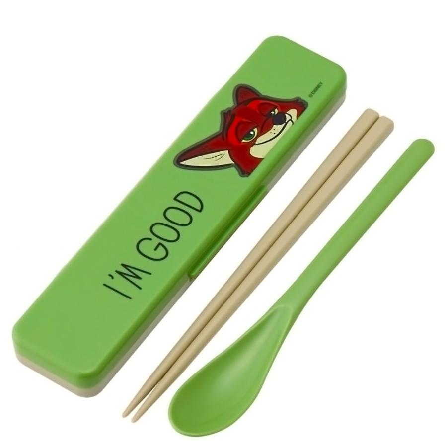 弁当用箸 ズートピア ニック 音のならないコンビセット SKATER スケーター 子供 箸/スプーン18cm すべり止め加工(箸先端) 収納ケース 693021-CCS3SAAG ◆メ | スケーター