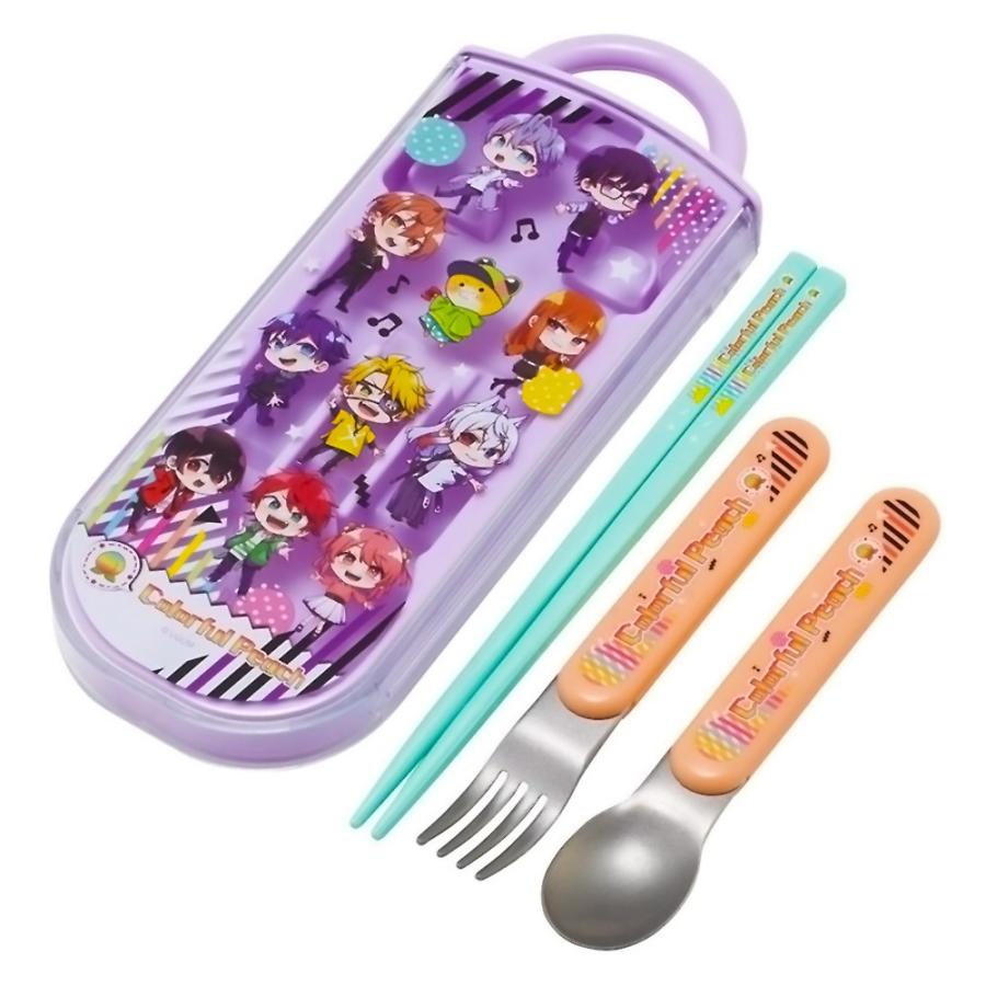 弁当用箸 トリオセット カラフルピーチ 25 SKATER スケーター 子供 箸16.5cm/スプーン・フォーク13cm スライド式 名前シール付 694509-TACC2AG ◆メ | スケーター