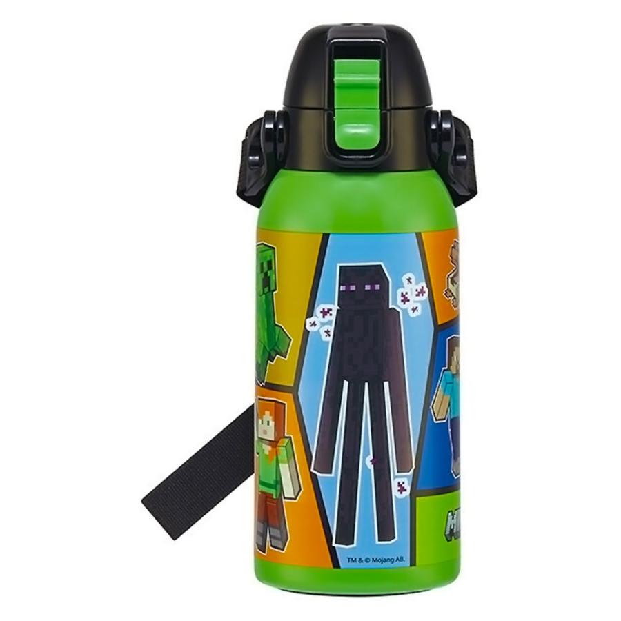 水筒 Minecraft 25 マインクラフト ショルダーベルト付ダイレクトステンレスボトル SKATER 保冷 容量600ml 直飲み ワンプッシュ 694783-STCH6 ◆宅 | スケーター