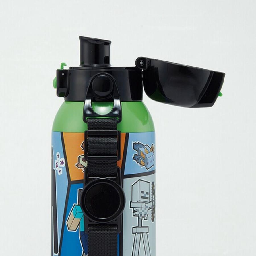 水筒 Minecraft 25 マインクラフト ショルダーベルト付ダイレクトステンレスボトル SKATER 保冷 容量600ml 直飲み ワンプッシュ 694783-STCH6 ◆宅 | スケーター | 01