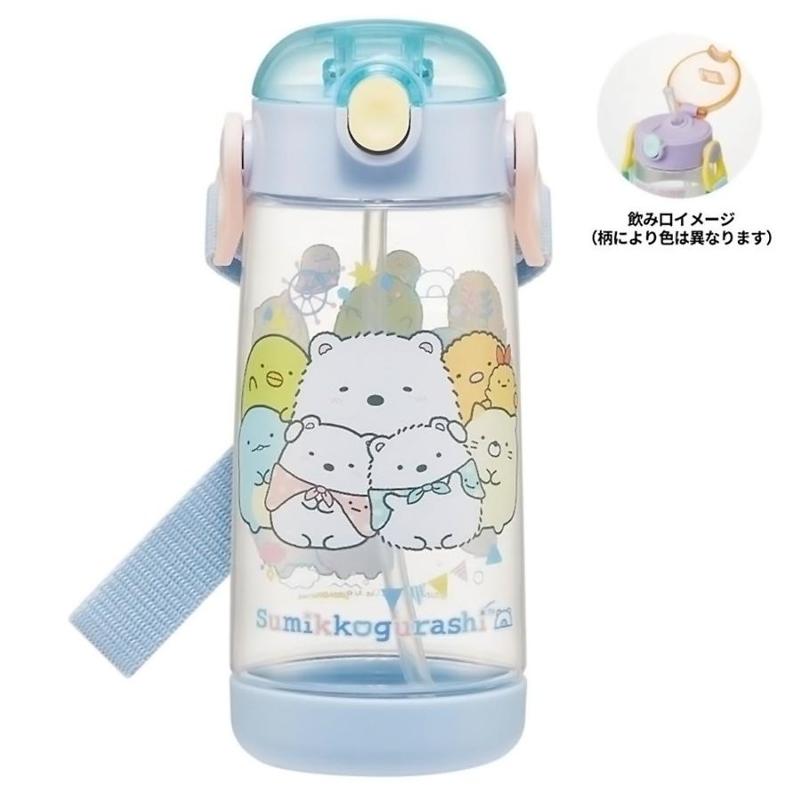 水筒 ワンプッシュストローボトル すみっコぐらし しろくまのふるさと SKATER 容量480ml ストロー飲み用 名前シール/ショルダーベルト付 695216-PDSH5 ◆宅 | スケーター