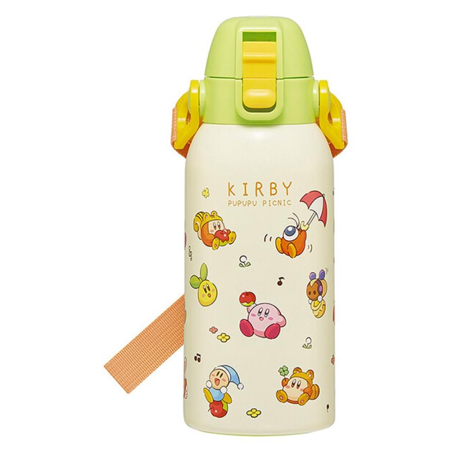 水筒 星のカービィ ピクニック ショルダーベルト付ダイレクトステンレスボトル SKATER 保冷 子供 可愛い 容量600ml 直飲み ワンプッシュ 699023-STCH6 ◆宅 | スケーター