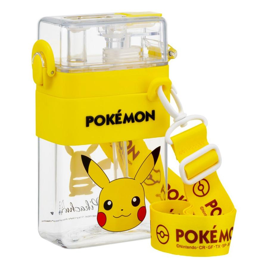 水筒 ポケットモンスター ポケモン ピカチュウ スクエア2WAYボトル 600ml SKATER ストロー/直飲み ワンプッシュ ショルダーベルト付 703041-PSQW6 ◆宅 | スケーター