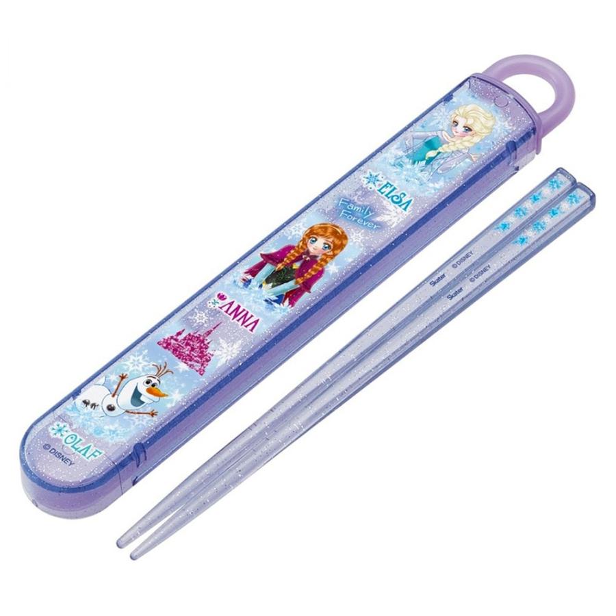 弁当用箸 アナと雪の女王 中川翔子 スライド箸＆箸箱セット SKATER スケーター 子供 箸16.5cm スライド式 ストッパー付 名前シール付 709531-ABS2AMAG ◆メ | スケーター