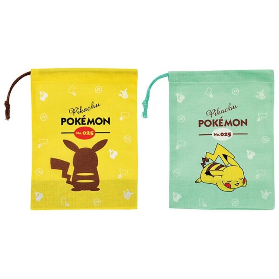 コップ袋 2枚(2柄) ポケットモンスター ピカチュウ コップ入れ 歯ブラシ入れ 巾着袋 SKATER キッズ サイズ205×148mm 綿100％ 2P 2枚組 710599-KB63W ◆メ | スケーター | 01