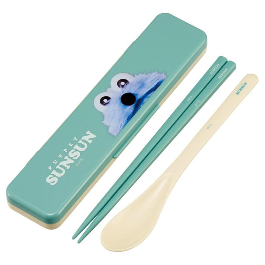 弁当用箸 パペットスンスン 音のならないコンビセット SKATER スケーター 子供 箸/スプーン18cm すべり止め加工(箸先端) 収納ケース 712425-CCS3SA ◆メ | スケーター