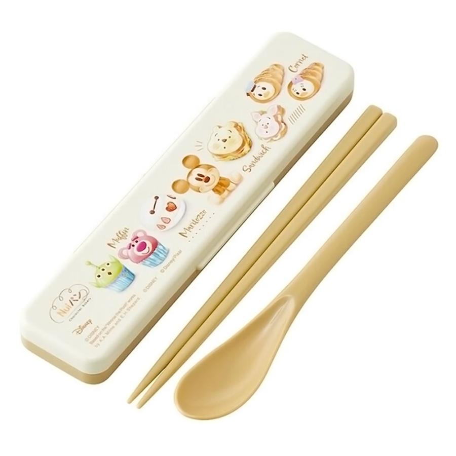 弁当用箸 Nuiパン ヌイパン ディズニー 音のならないコンビセット SKATER スケーター 子供 箸/スプーン18cm すべり止め加工 収納ケース 717406-CCS3SA ◆メ | スケーター