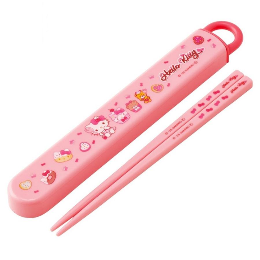 弁当用箸 ハローキティ Fancy Snacks Sweets スライド箸＆箸箱セット SKATER 子供 箸16.5cm スライド式 ストッパー付 名前シール付 720406-ABS2AM ◆メ | スケーター