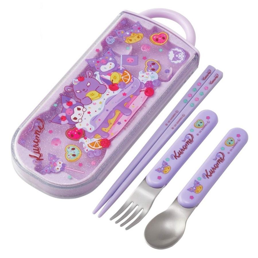 弁当用箸 トリオセット クロミ Fancy Snacks Sweets スケーター 子供 箸16.5cm/スプーン・フォーク13cm スライド式 名前シール付 720758-TACC2 ◆メ | スケーター