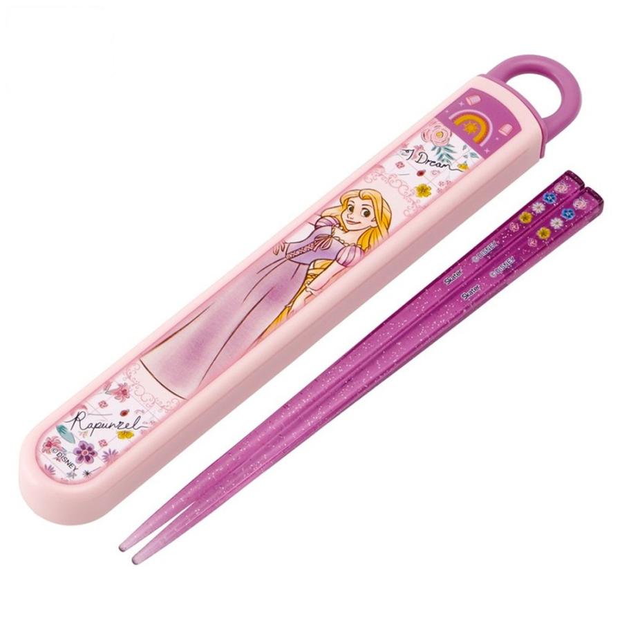 弁当用箸 ラプンツェル 26 ディズニー スライド箸＆箸箱セット SKATER スケーター 子供 箸16.5cm スライド式 ストッパー付 名前シール付 722004-ABS2AM ◆メ | スケーター