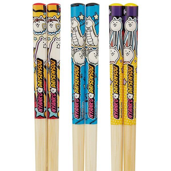 竹箸 3膳セット にゃんこ大戦争 26 竹安全箸 16.5cm SKATER スケーター 子供 竹製 天然竹 すべり止め加工付き(先端) 3P入り 723940-ANT2T ◆メ | スケーター | 01