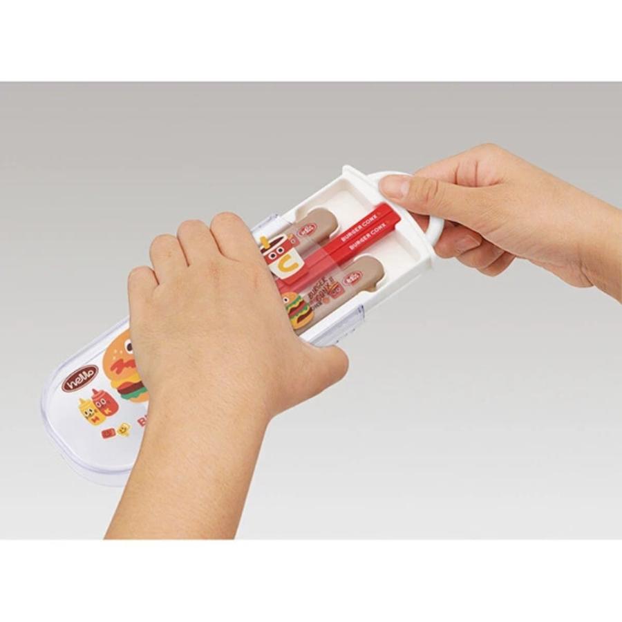 弁当用箸 トリオセット バーガーコンクス ハロー SKATER スケーター 子供 箸16.5cm/スプーン・フォーク13cm スライド式 名前シール付 725654-TACC2 ◆メ | スケーター | 01