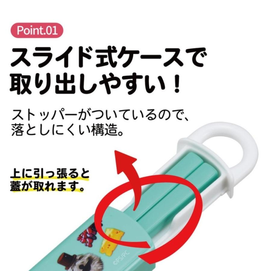 弁当用箸 パペットスンスン スライド箸＆箸箱セット SKATER スケーター 子供 箸16.5cm スライド式 ストッパー付 名前シール付 727900-ABS2AM ◆メ | スケーター | 01