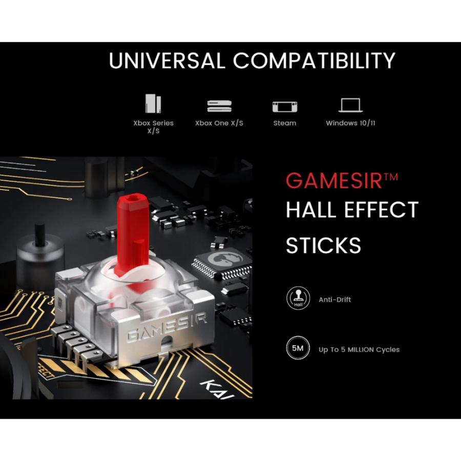 ゲーミングコントローラー GameSir Kaleid 有線 USB接続 Xbox/WindowsPC用 ホール効果センサー メカニカルボタン RGB 透明 ブラック GAMESIRKaleid ◆宅 | GameSir | 01