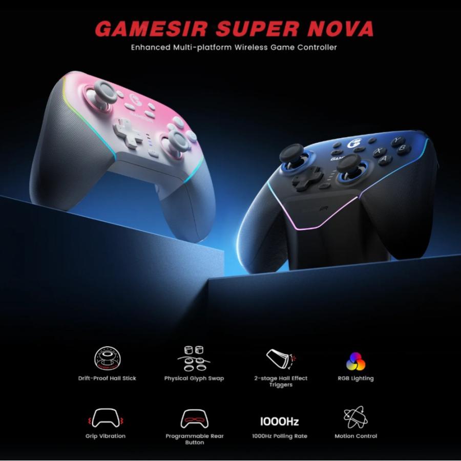ゲーミングコントローラー GameSir Super Nova Blue ワイヤレス 有線/無線 PC/Switch/Android/iPhone ABXYボタン 充電台付 ブルー GAMESIRSuperNovaBlue ◆宅 | GameSir | 01