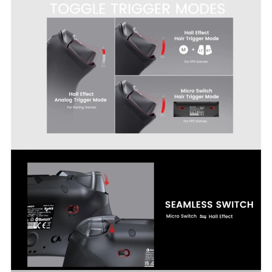 ゲーミングコントローラー GameSir Tarantula Pro ワイヤレス 無線/有線 Switch/Windows用 TMRスティック ABSYボタン ブラック GAMESIRTarantulaPro ◆宅 | GameSir | 02