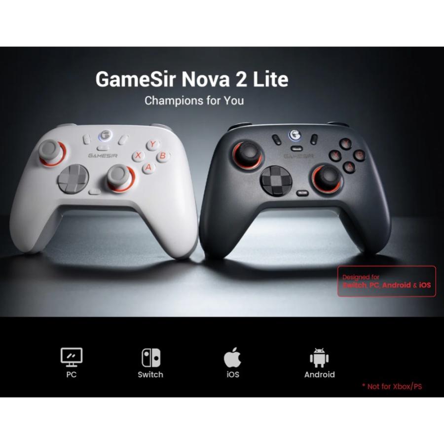 ゲーミングコントローラー GameSir Nova2 Lite ワイヤレス 有線(USB)/無線(Bluetooth) Switch/Switch2/PC Dパッド搭載 ルミナスホワイト Nova2LiteWhite ◆宅 | GameSir | 01