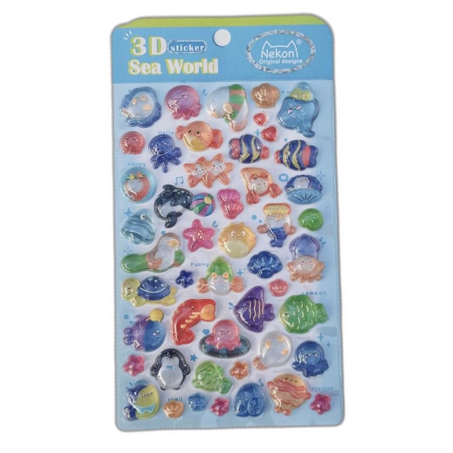シール 立体 ボンボンシール ドロップシール 海洋動物 51366 NEKONI 3D Sticker スマホ ステッカー デコレーション 女の子 シール帳 交換 MNS-51366 ◆メ | 