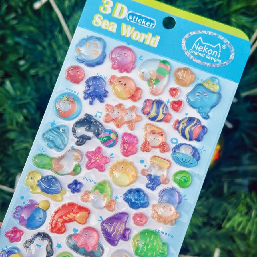 シール 立体 ボンボンシール ドロップシール 海洋動物 51366 NEKONI 3D Sticker スマホ ステッカー デコレーション 女の子 シール帳 交換 MNS-51366 ◆メ |  | 01