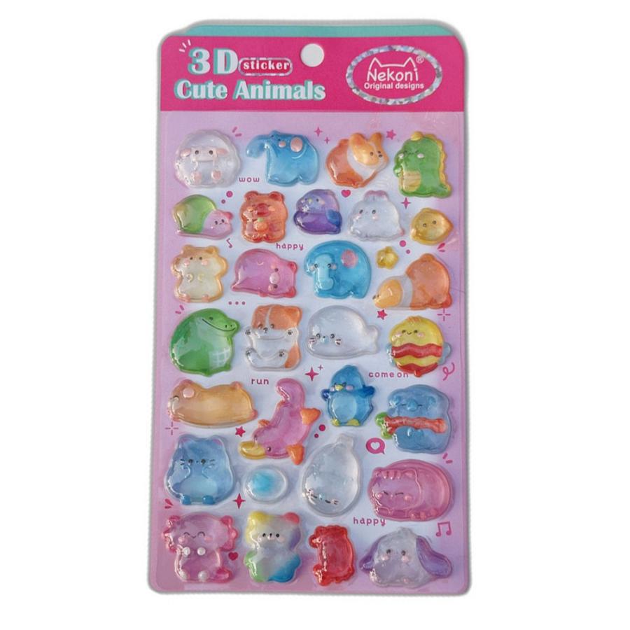 シール 立体 ボンボンシール ドロップシール 動物1 51369 NEKONI 3D Sticker スマホ ステッカー デコレーション 女の子 シール帳 交換 MNS-51369 ◆メ | 