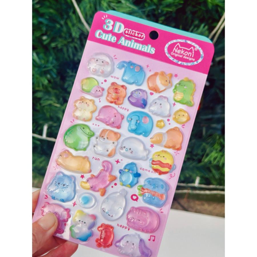 シール 立体 ボンボンシール ドロップシール 動物1 51369 NEKONI 3D Sticker スマホ ステッカー デコレーション 女の子 シール帳 交換 MNS-51369 ◆メ |  | 01