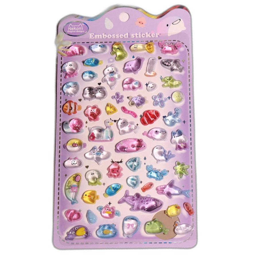 シール 立体 ボンボンシール ドロップシール 海の仲間 51423 NEKONI 3D Sticker スマホ ステッカー デコレーション 女の子 シール帳 交換 MNS-51423 ◆メ | 