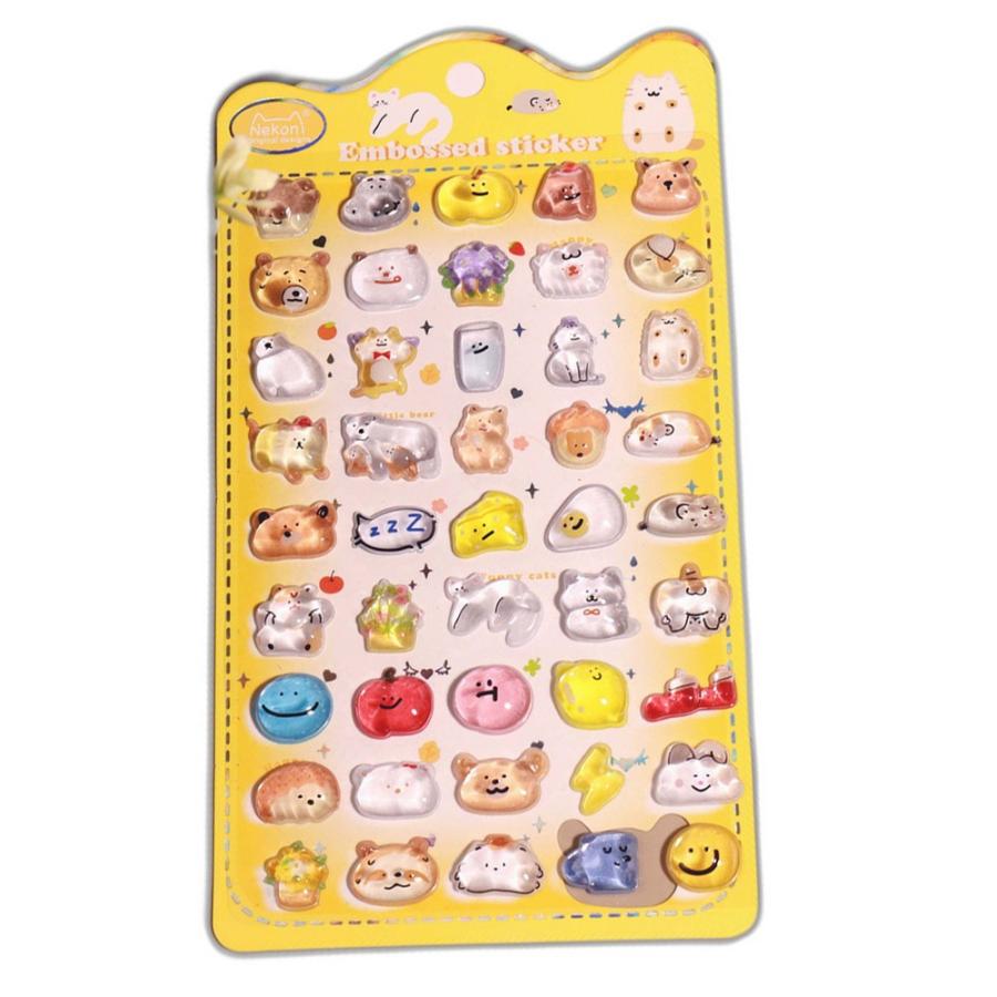 シール 立体 ボンボンシール ドロップシール 動物2 51424 NEKONI 3D Sticker スマホ ステッカー デコレーション 女の子 シール帳 交換 MNS-51424 ◆メ | 