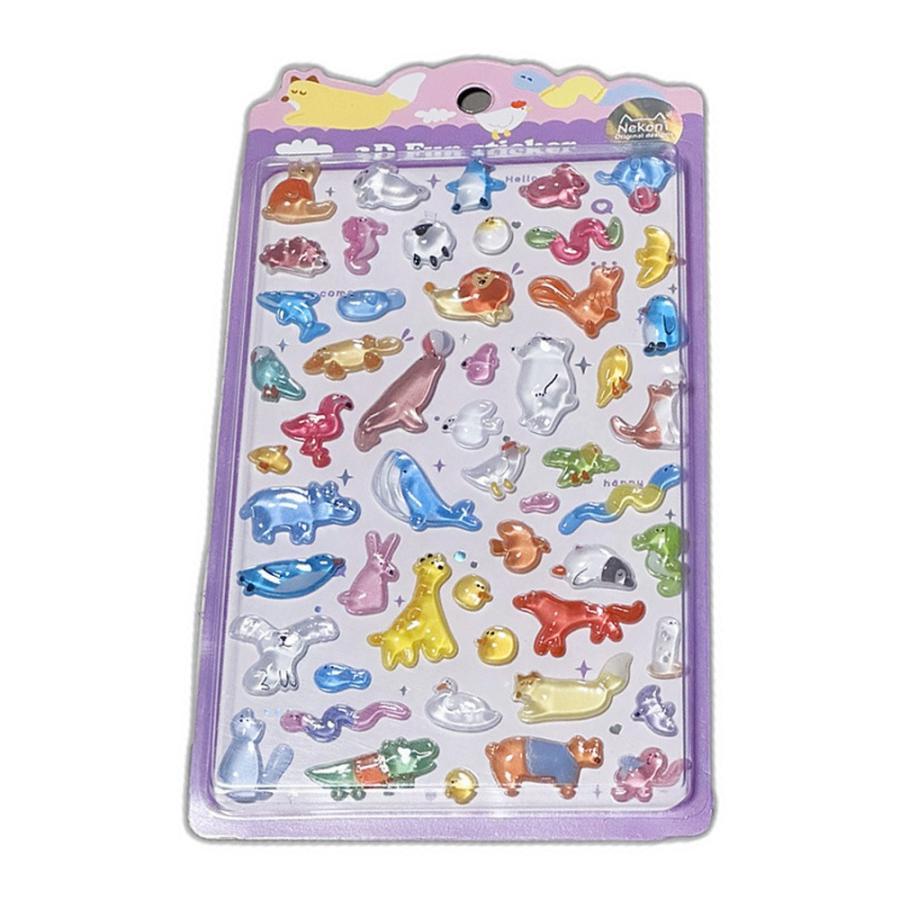 シール 立体 ボンボンシール ドロップシール 動物3 51428 NEKONI 3D Sticker スマホ ステッカー デコレーション 女の子 シール帳 交換 MNS-51428 ◆メ | 