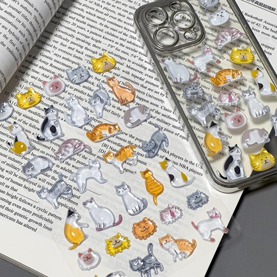 シール 立体 ボンボンシール ドロップシール ネコ1 猫 51429 NEKONI 3D Sticker スマホ ステッカー デコレーション 女の子 シール帳 交換 MNS-51429 ◆メ |  | 01