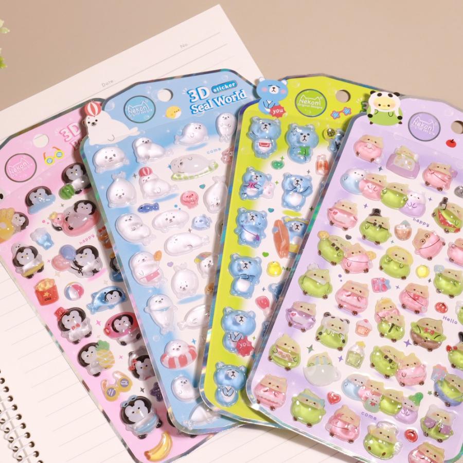 シール 立体 ボンボンシール ドロップシール 熊 ブルーベア 51459 NEKONI 3D Sticker スマホ ステッカー デコレーション 女の子 シール帳 交換 MNS-51459 ◆メ |  | 02