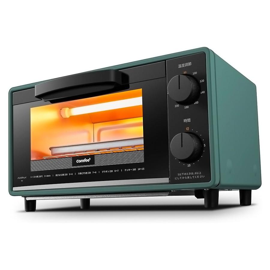 トースター オーブントースター 食パン 2枚焼き COMFEE コンフィー 80-230度 無段階温度調節 15分タイマー 1000W 新生活 フォレストグリーン CF-CD083 ◆宅 | Comfee'
