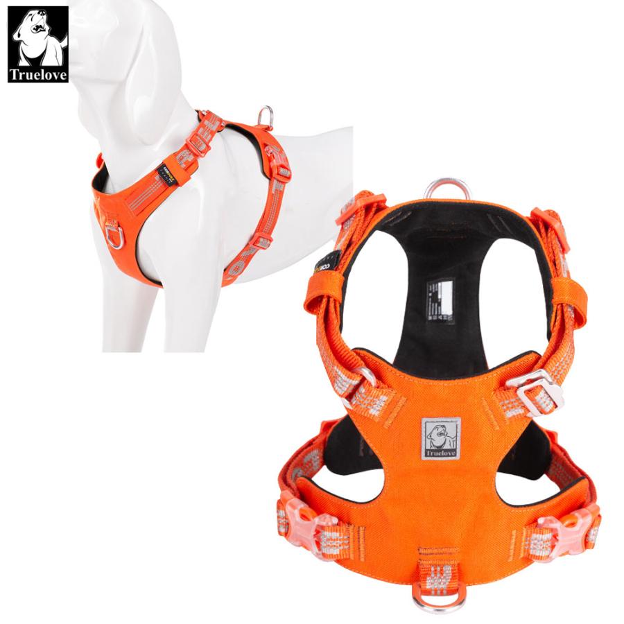 Truelove 授権店 犬 頭を通さない ハーネス 超小型犬 XXSサイズ CORDURA防水素材 痛くない 簡単装着 サイズ調整 胴囲 30-35cm オレンジ TLH6282-OR-XXS ◆メ |  | 01