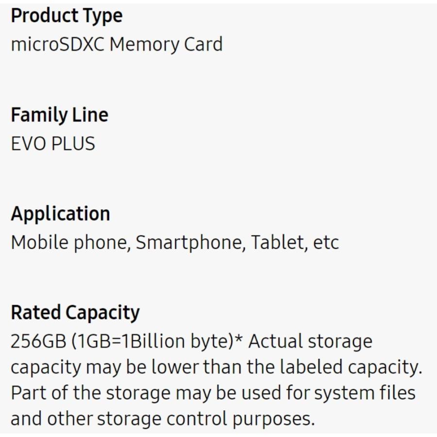 マイクロSDカード 256GB microSDXC microSDカード Samsung サムスン EVO Plus Class10 UHS-I A2 R:130MB/s SDアダプタ付 海外リテール MB-MC256KA/APC ◆メ｜flashmemory｜02