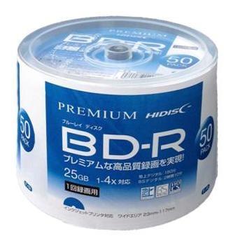 PREMIUM HIDISC BD-R 1回録画 ブランド品専門の 25GB 50枚 スピンドルケース 4倍速 店