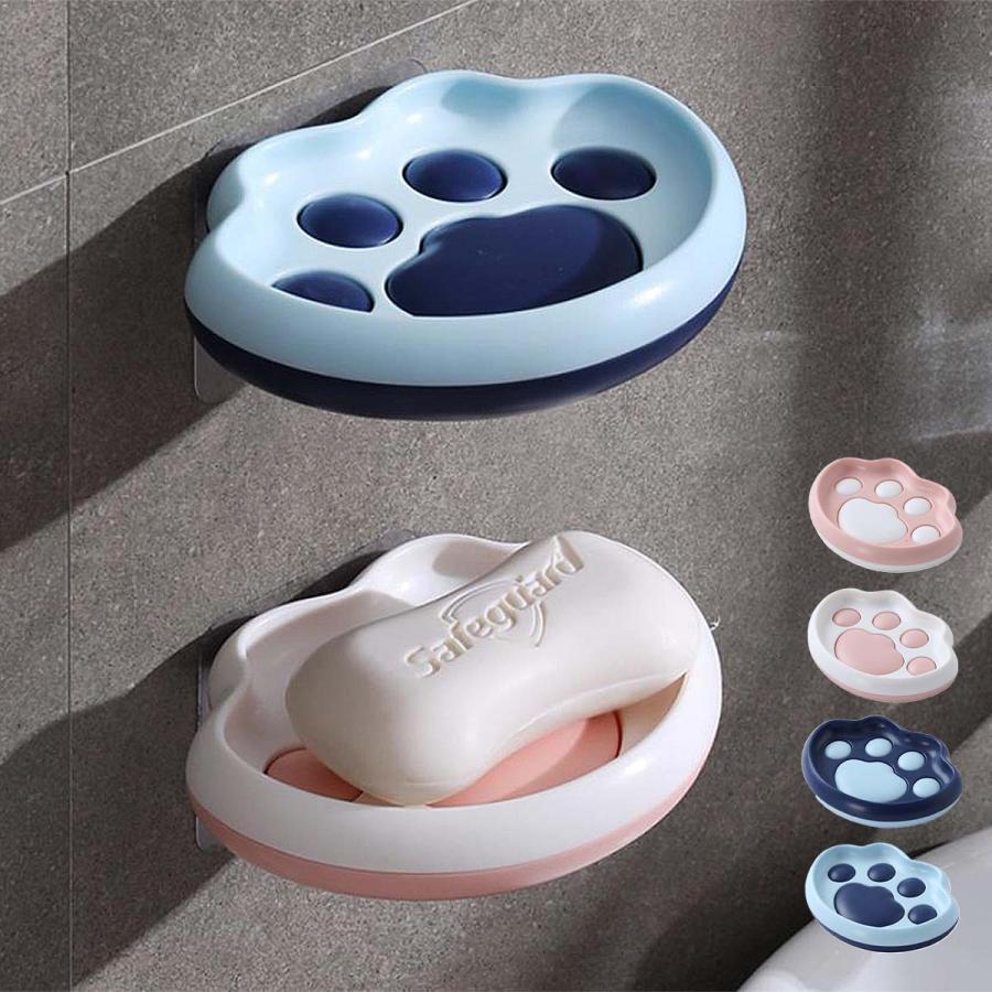 肉球ソープディッシュ ホルダー 石鹸皿 吸着 ねこ 猫 かわいい 風呂 