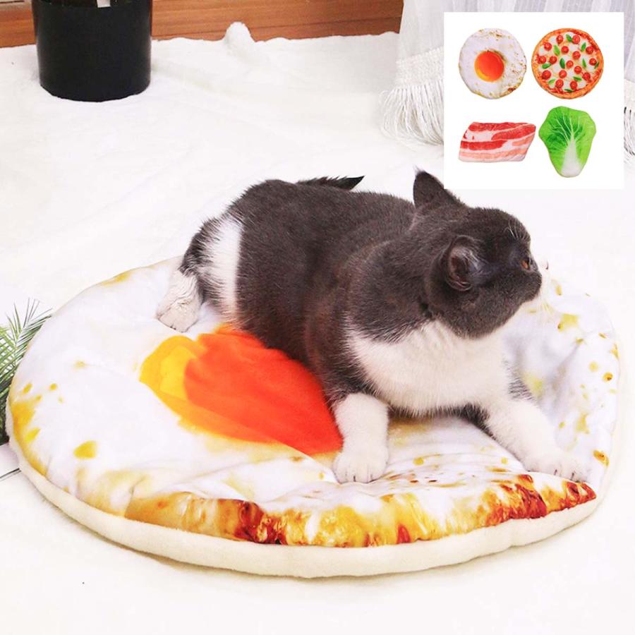 ねこベッド ピザ 目玉焼き ベーコン マット ブランケット 猫 直径40cm おしゃれ かわいい パッド クッション ふわふわ Fsscat くろねこらいふ 通販 Yahoo ショッピング