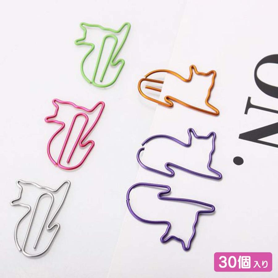カラークリップ ねこ 猫 30本入り 6種類 かわいい カラフル 文房具 おしゃれ ゼムクリップ Fsssta くろねこらいふ 通販 Yahoo ショッピング